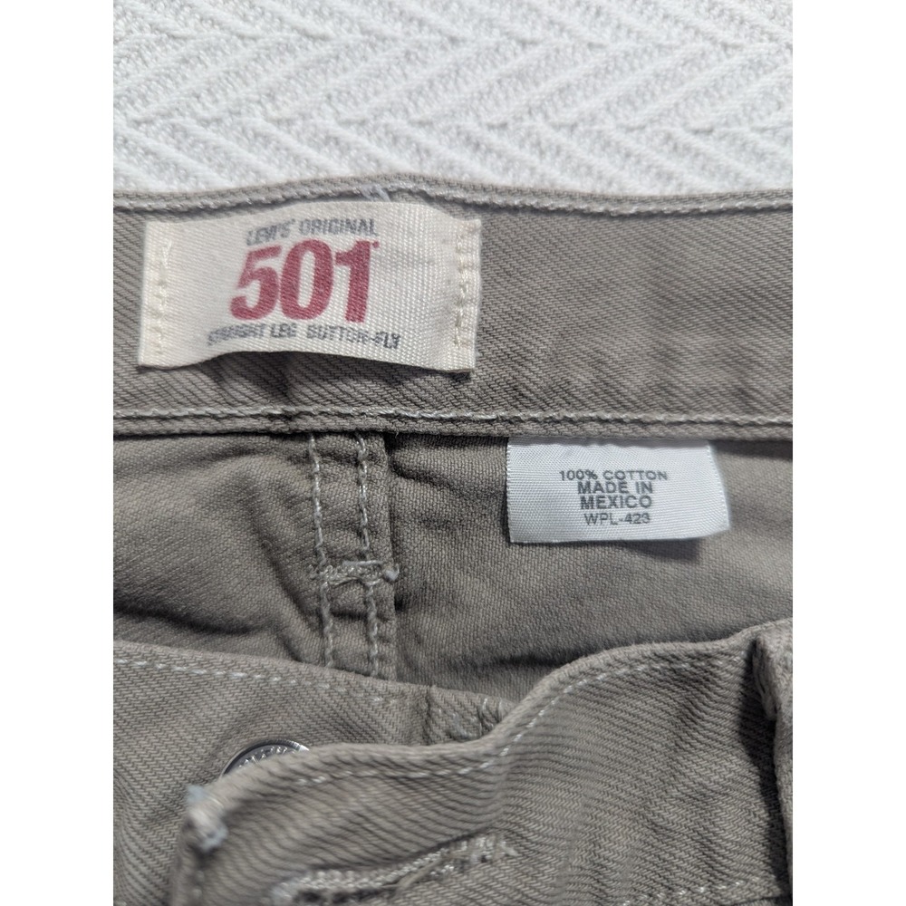 Levi's 501 Jeans Mens 36x30 Khaki Tan Button Fly Straight Leg Cotton - Picture 13 of 13